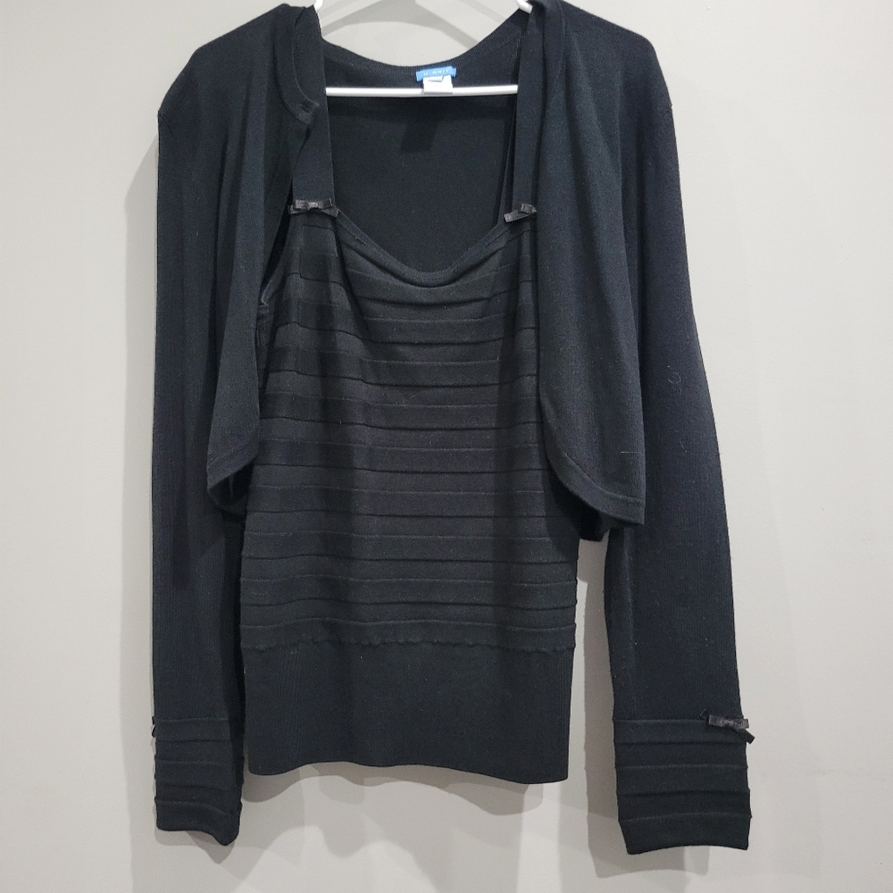 U Knit Sweater Tank Top With Cardigan Combo
